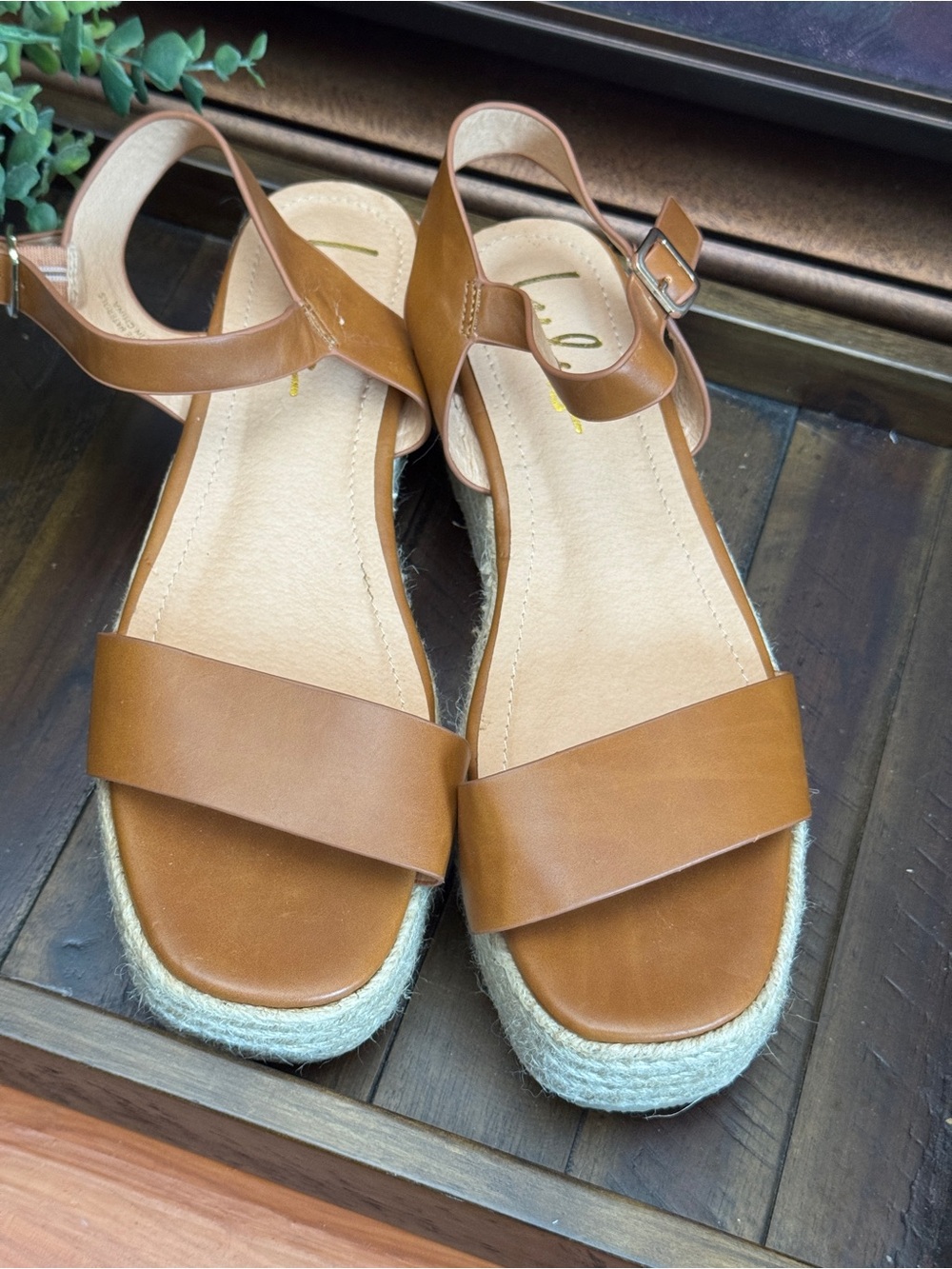 Lulu's Cognac Tan Espadrille Platform Sandals